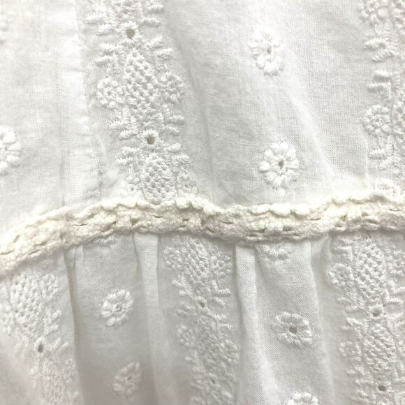 Free People Eyelet Flounce Dress XS White Crochet Tiered Boho Mini - Picture 12 of 16